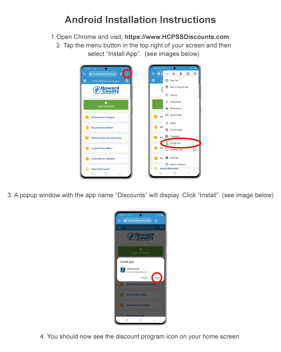HCPSS Staff Discount Program Android OS Instructions